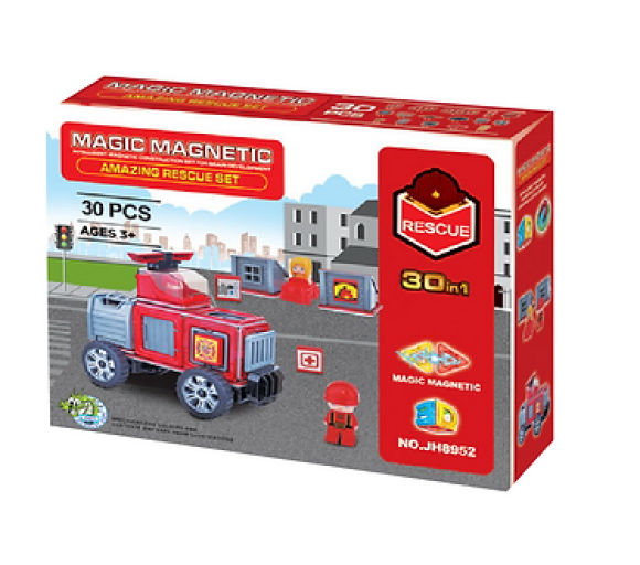 Bloques magnéticos camión de bomberos - 30 piezas | Jouet